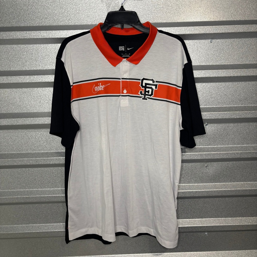 Nike Cooperstown San Francisco Giants Polo Shirt Men's XL White Black Orange
